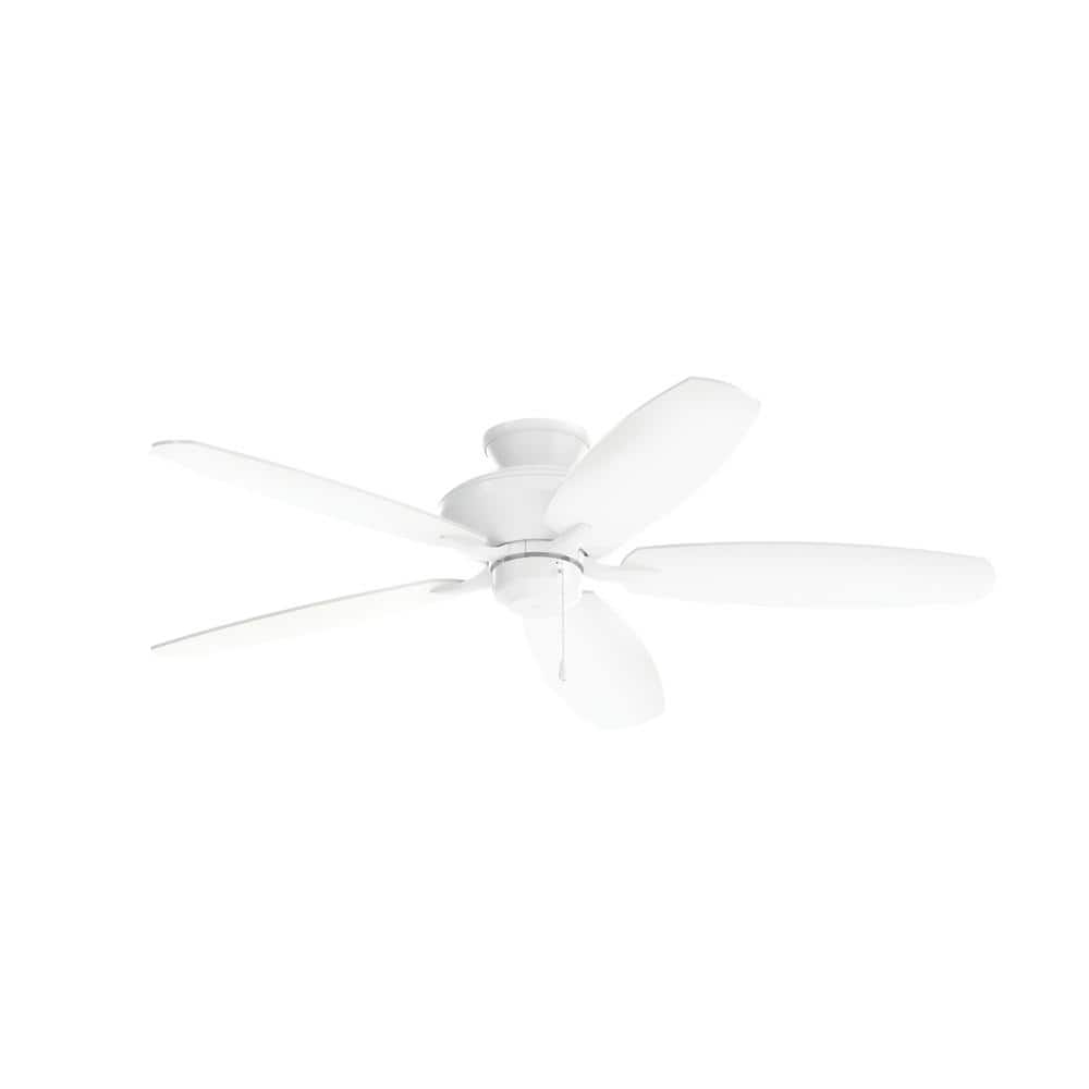 Renew ENERGY STAR 52 in. Indoor Matte White Dual Mount Ceiling Fan with Pull Chain for Bedrooms or Living Rooms