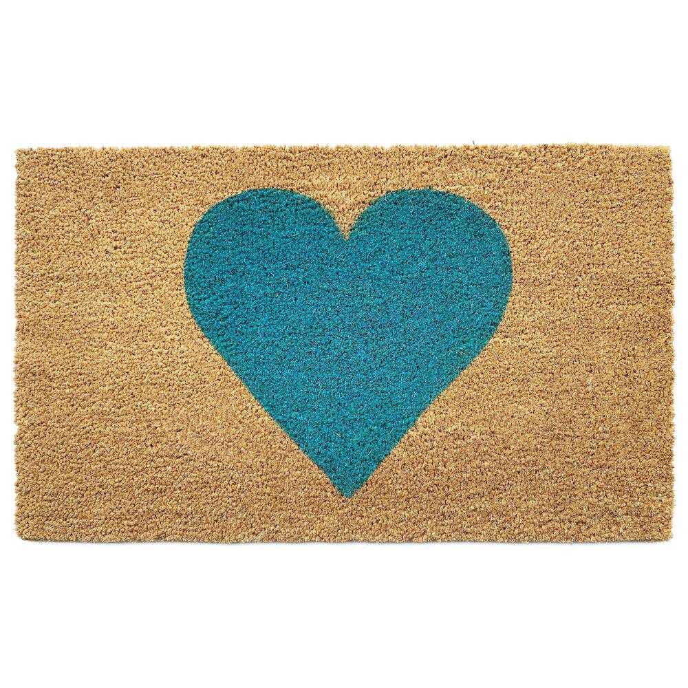 Turquoise Heart Doormat, 30" x 48"