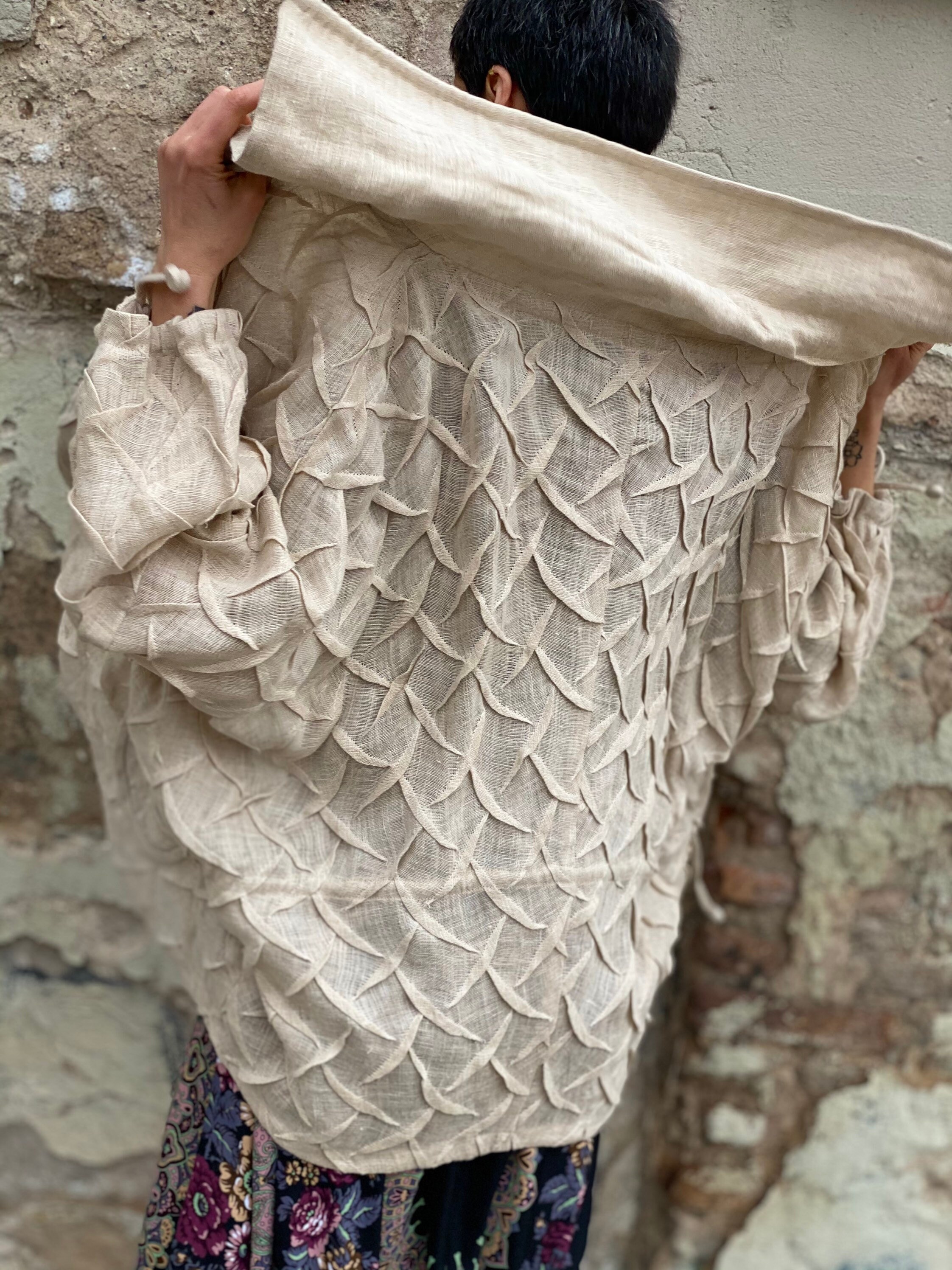 Unique Linen Blazer - Dressy Jacket Style Custom Tailored Artisan Elegance Contemporary Attire Fashion