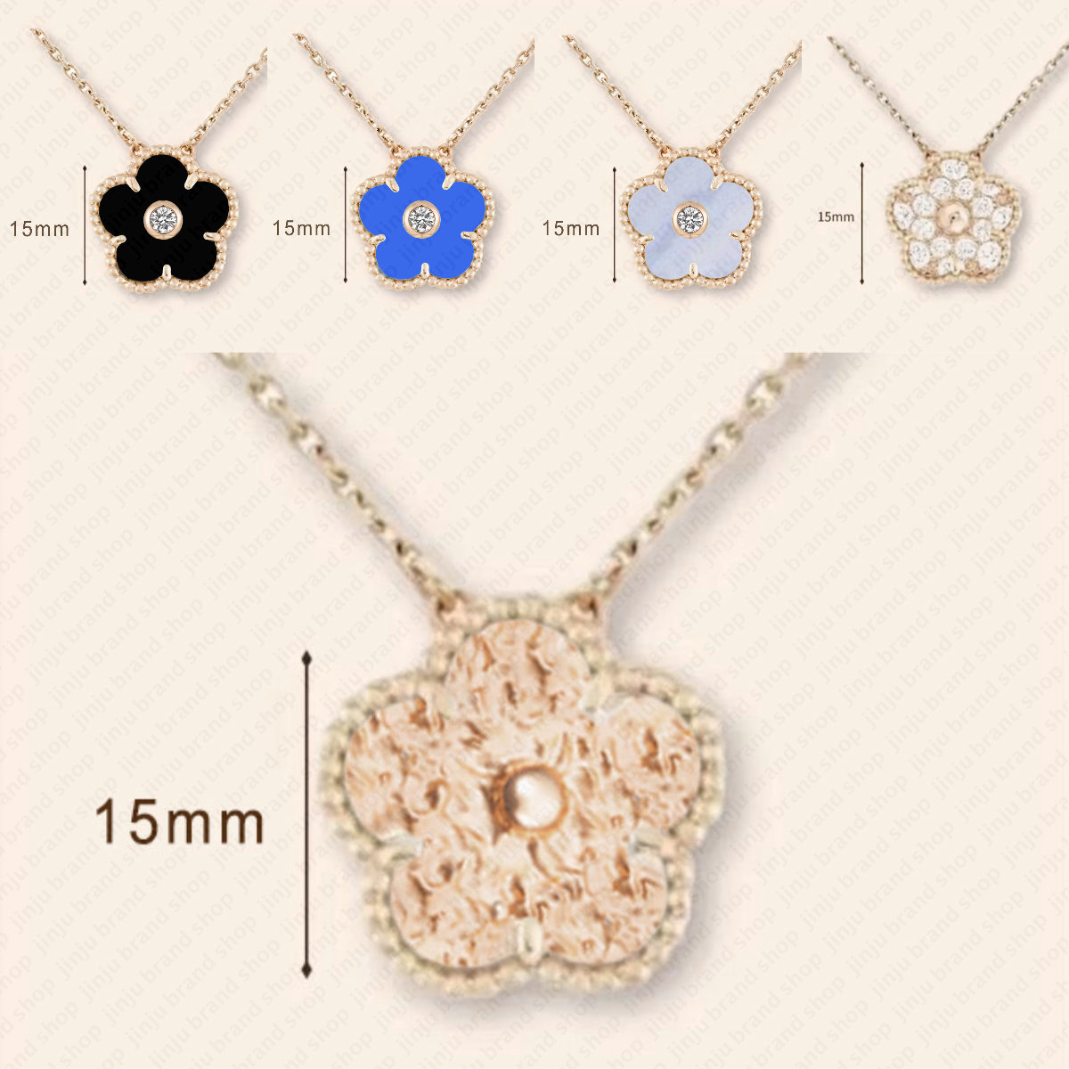Vintage necklace jewelry necklaces 15mm clover necklace Rose Gold Plated Elegant flower necklaces designer jewelry Various color options womens pend