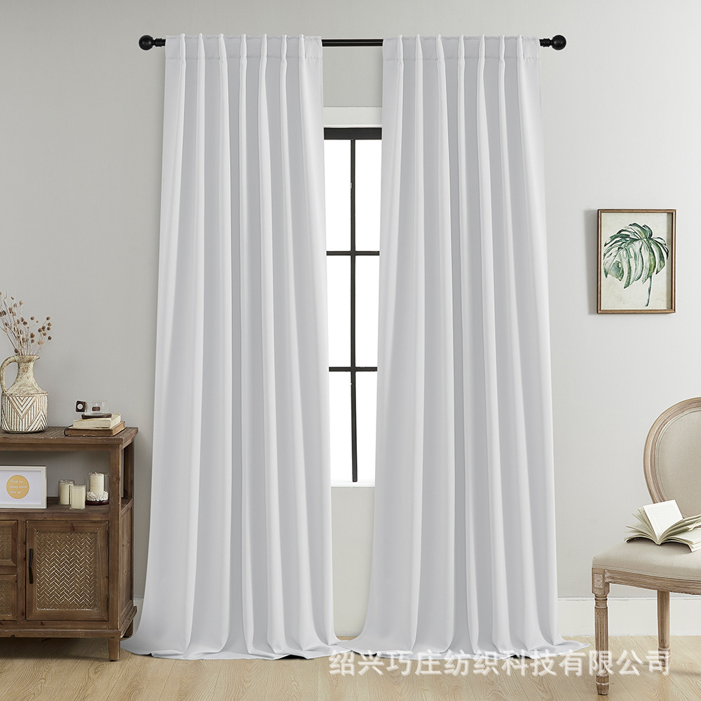 YL-36891 Thickened double-sided linen blackout curtains engineering hotel school sound insulation heat insulation full blackout cotton and linen cur