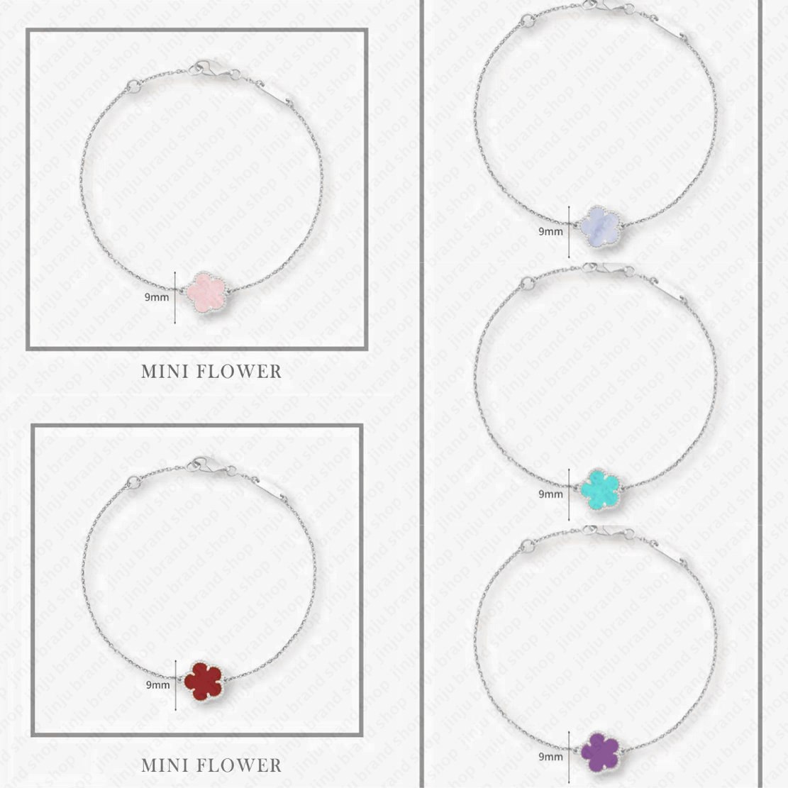 charm bracelet designer jewelry women 925 sterling silver jewelry Vintage 1 motif flower bracelets Rose and green 9mm mini clover bracelet silver br