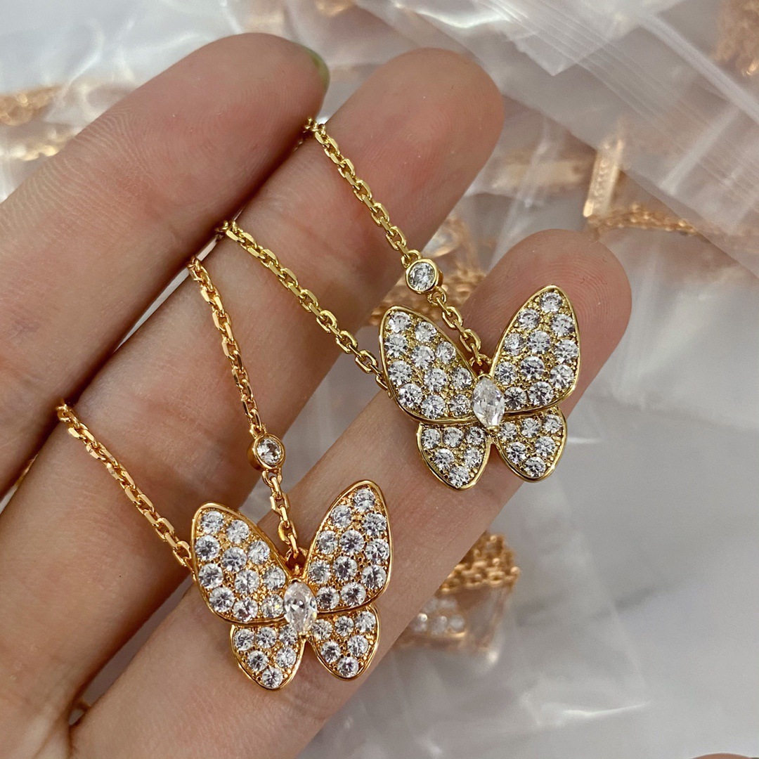 luxury designer necklace Full Diamond Butterfly Necklace for Women Seiko Inlay Fashionable and Versatile High-end Rose Gold jewelry