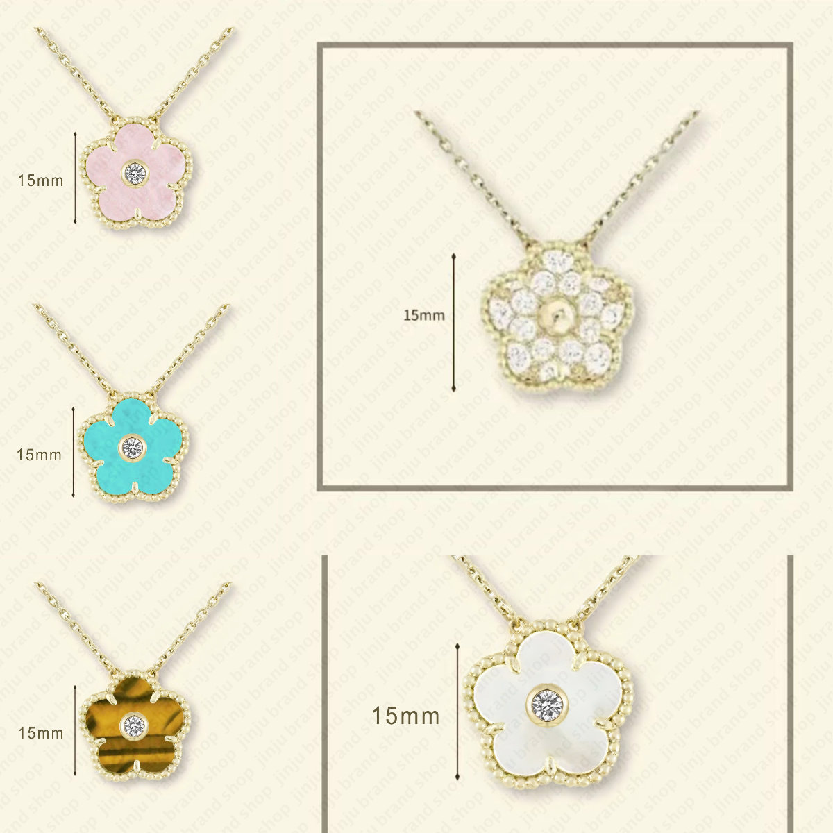 luxury diamond necklace designer jewelry necklace designer for women Japan and Korean Style pendant necklaces fashion 15mm gold leaf clover necklace