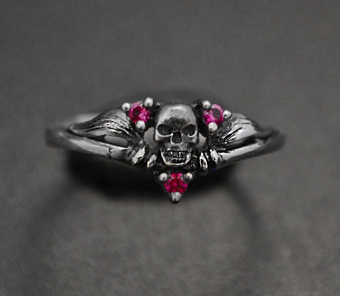 sterling Silver Dark Gothic Ring Mystical Skull Design, Vintage Charm | Handcrafted, Custom Sizes Available, Gift For Her