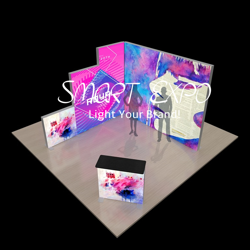 10ft Backlit Booth Trade Show Advertising Display with Frame Kits Custom Print Carry Bag