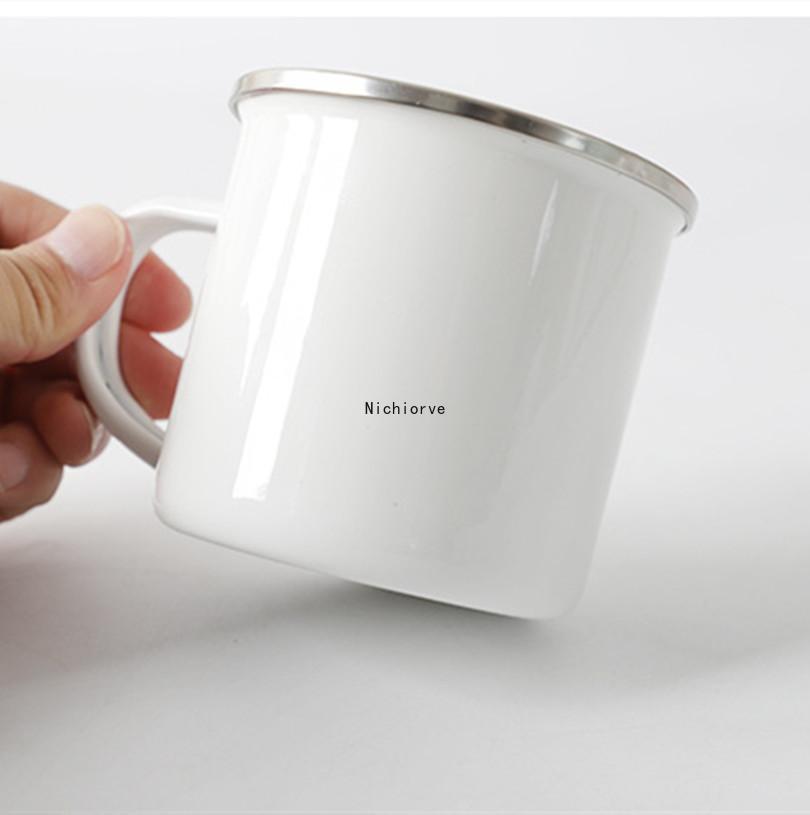 12oz Sublimation Enamel Coffee Tumblers Camping Metal Coffee Mugs Durable Travel Beverage Bottles FY4394