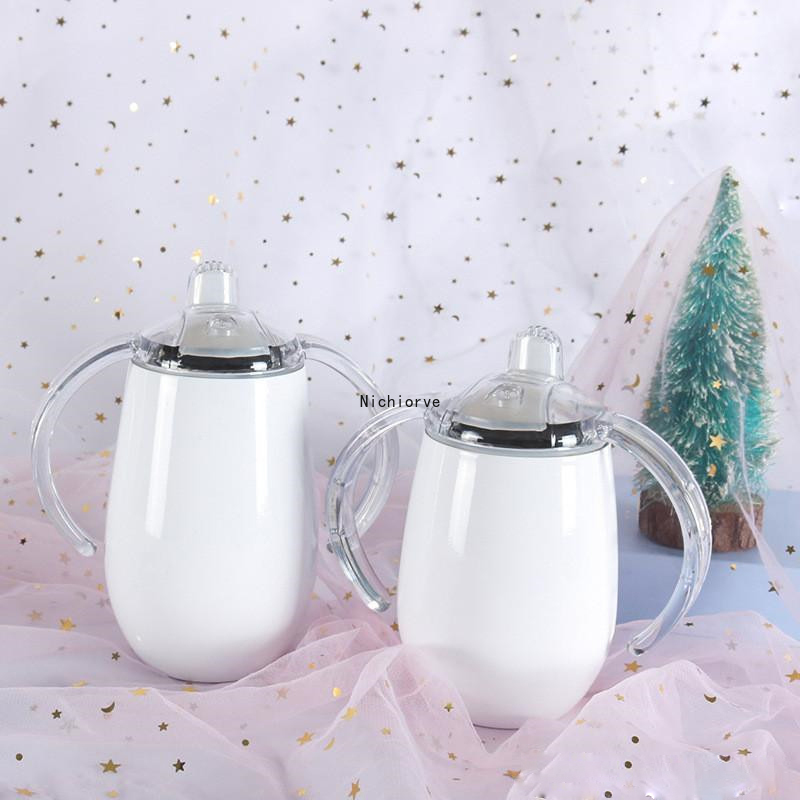 16 Colorful 10oz Sublimation Sippy Cups Blank DIY Baby Milk Bottle With Handle Stainless Steel Kids Drinking Tumbler DHL ship