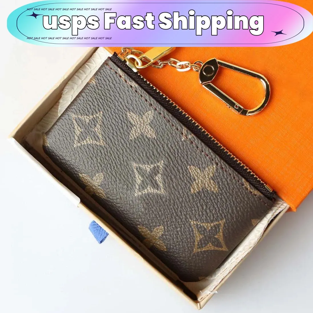 2024 TOP Mini Key Wallets Womens Mens Keychain Ring Credit Card Holder Coin Purse M62650 With box and dust bag