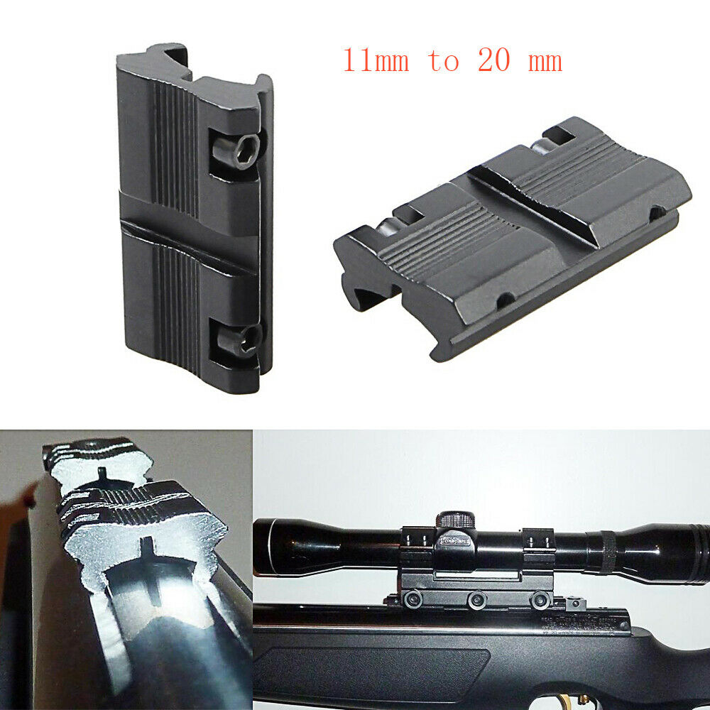 2PCS HQ 11mm to 20mm Dovetail to Weaver Rail Mount Tactical Rifle Adapter Scope Mount Converter Picatinny Aluminum Alloy FREE