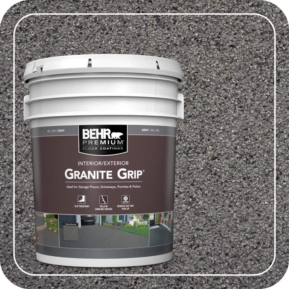 5 Gal. Gray Granite Grip Decorative Flat Interior/Exterior Concrete Floor Coating