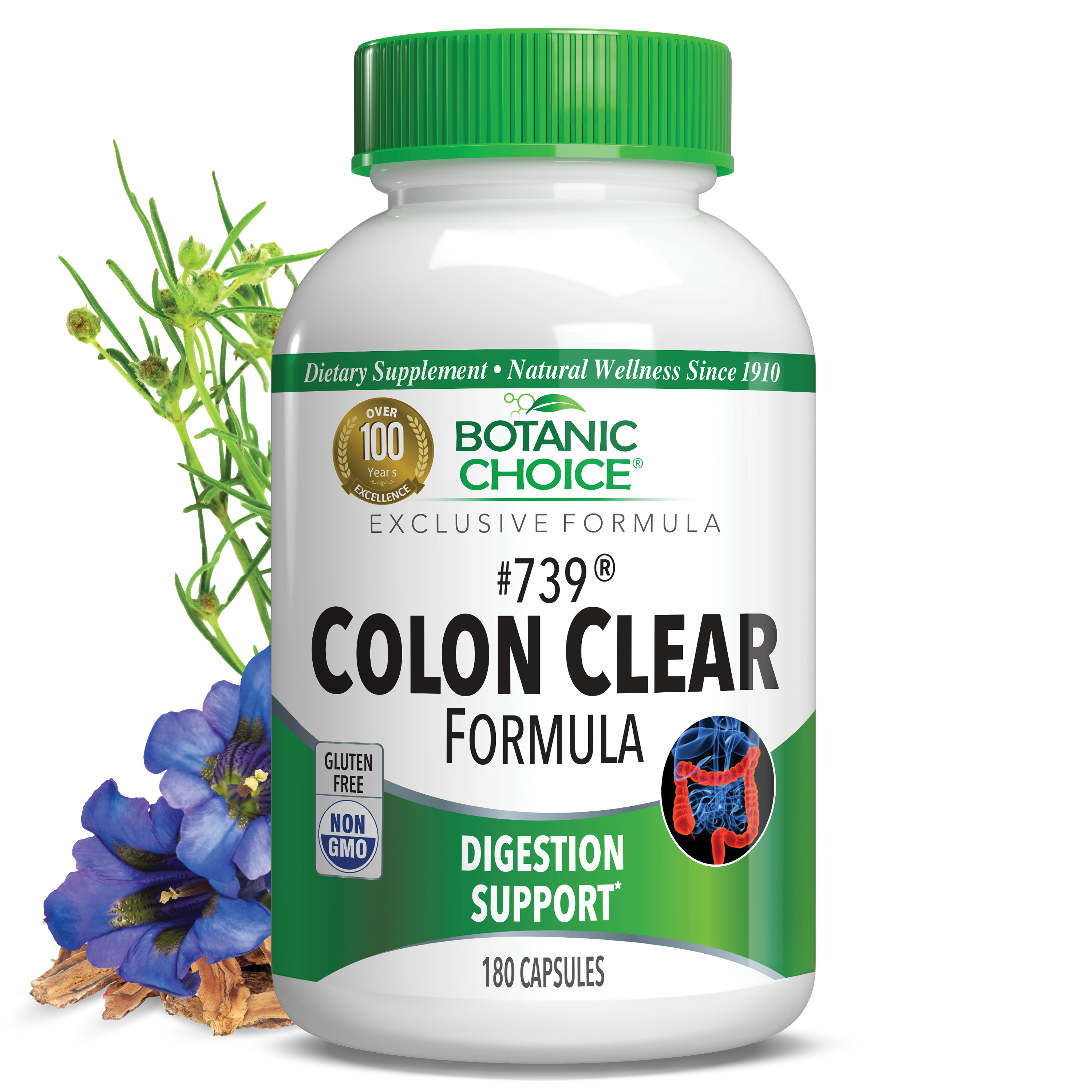 #739 Colon Clear Formula - Digestive Support Supplement - 180 Capsules