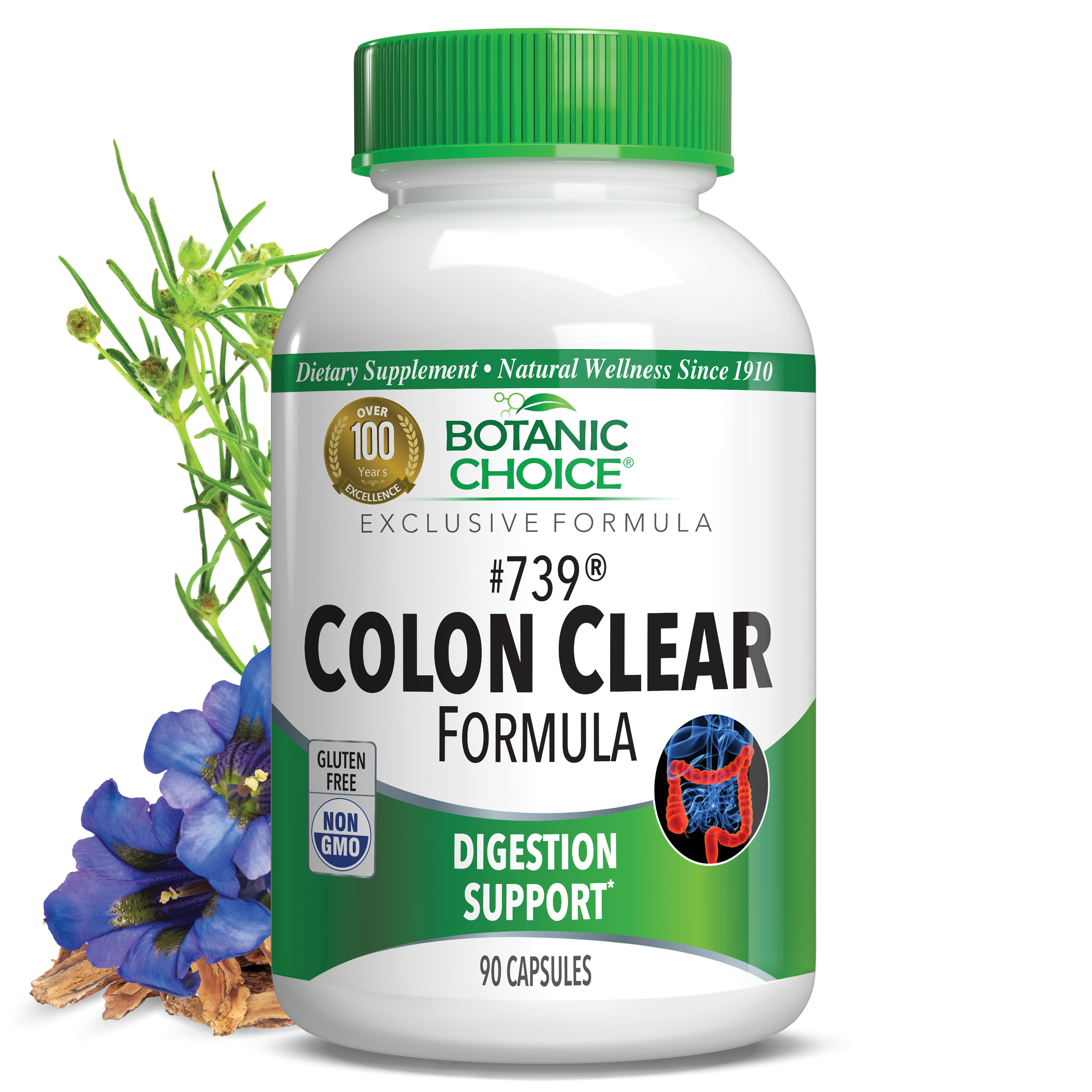 #739 Colon Clear Formula - Digestive Support Supplement - 90 Capsules