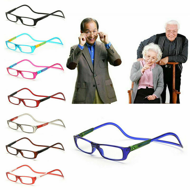 Adults 8 Colors Folding Magnetic Reading Glasses Hanging Neck Snap Click 1.0 to 4.0 Elders Glasses FS7502