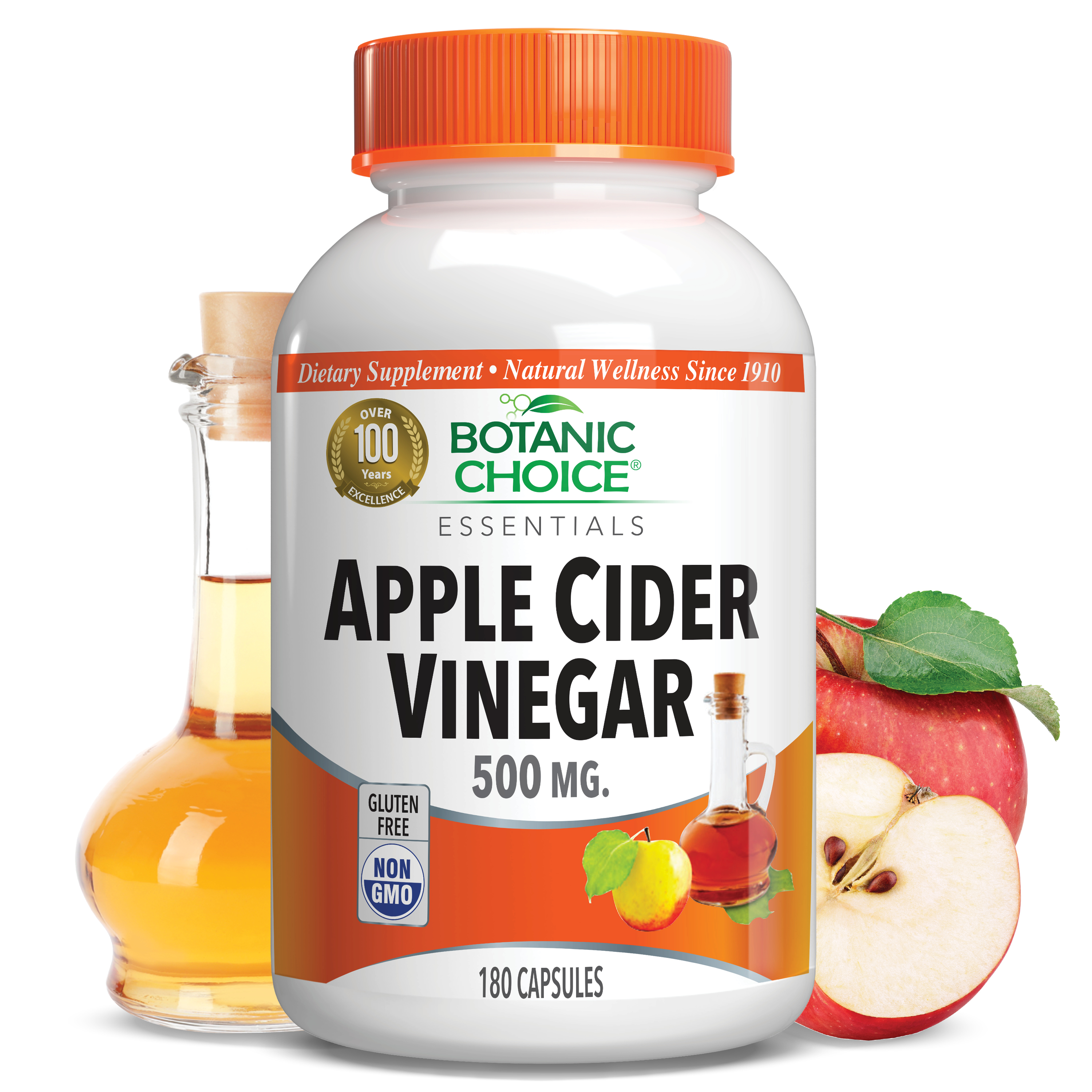 Apple Cider Vinegar 500 mg - Weight Loss Support Supplement - 180 Capsules