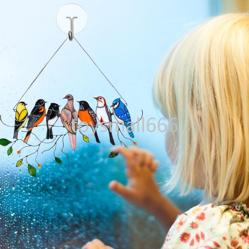 Birds stained glass window hangings Stained glass cardinal suncatcher Garden Decoration Outdoor Toys