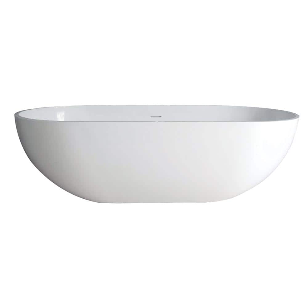 Bryanna 70 in. Solid Surface Flatbottom Freestanding Bathtub in White