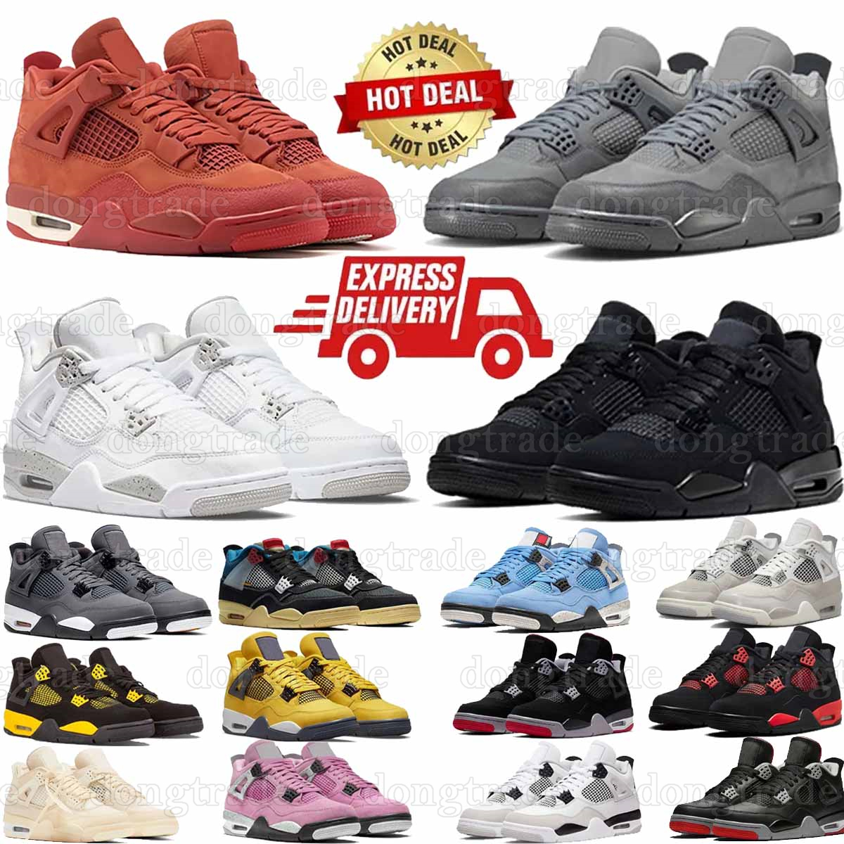 Designer Basketball 4S Shoes Mens Women By Brick Black Cat Seafoam Green Blue Pink White Thunder Black Gold Bred Varsity Red Men Women Outdoor Sport