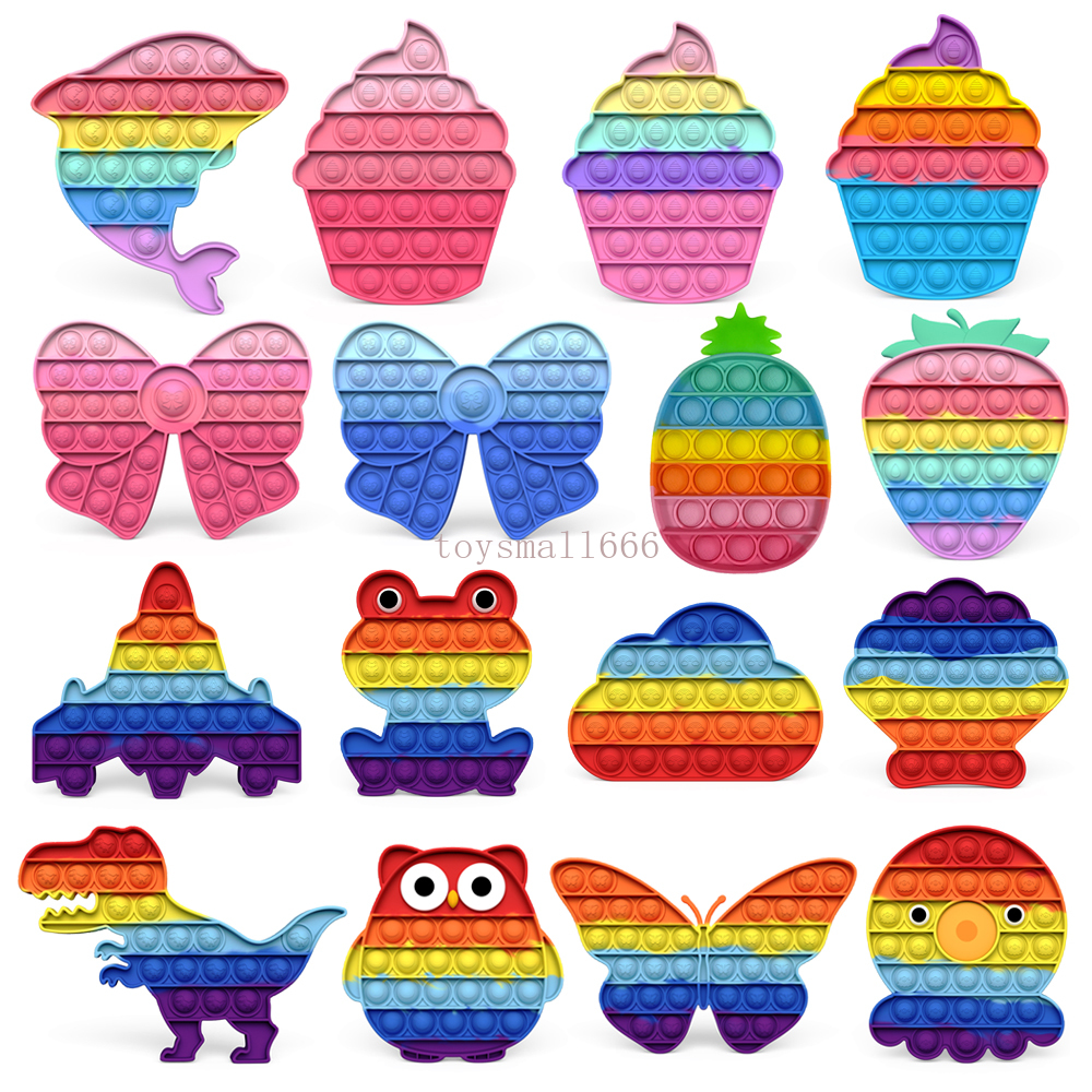 Fidget Toys Rainbow Soft Squeeze Toys Push Bubble Anti Stress Sensory Toys Adults Kids Autism Special Needs Anxiety Stress Reliever