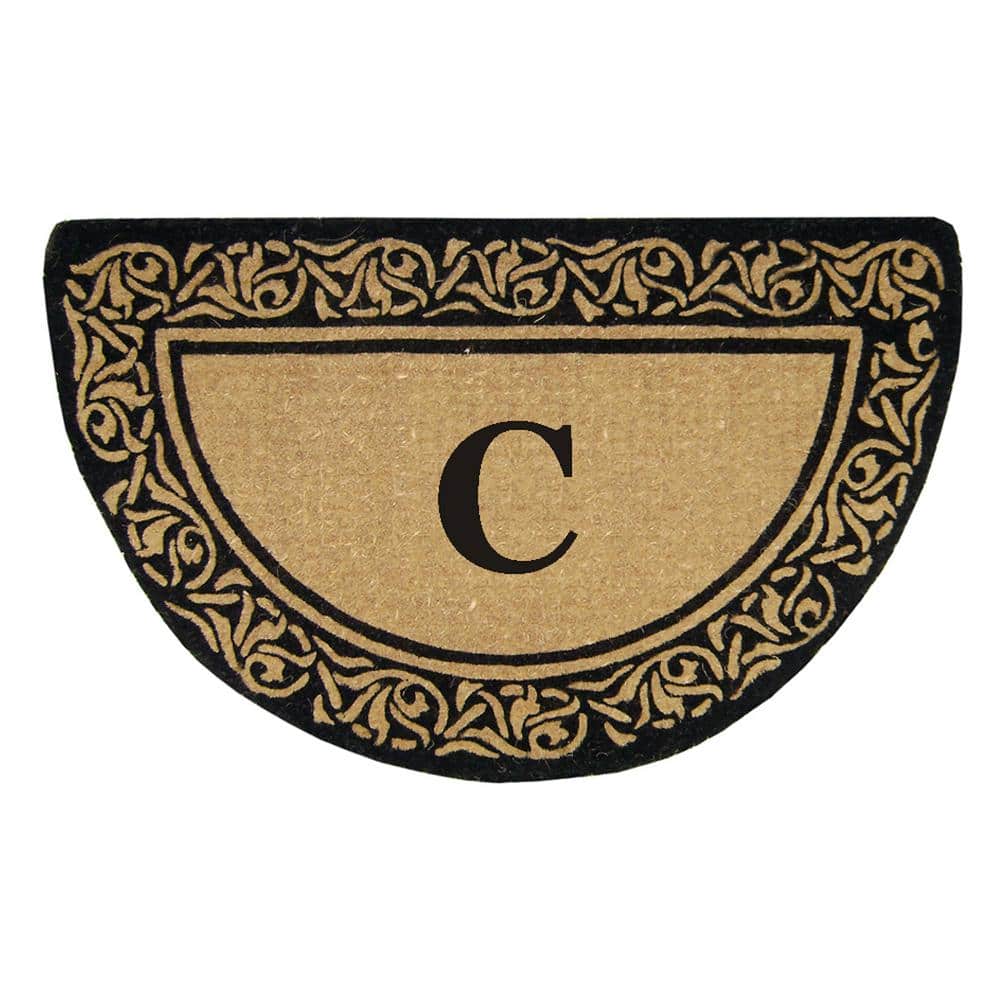 Heavy Duty Bella Brown 22 in. x 36 in. No Backing Coir Monogrammed C Indoor Outdoor Door Mat