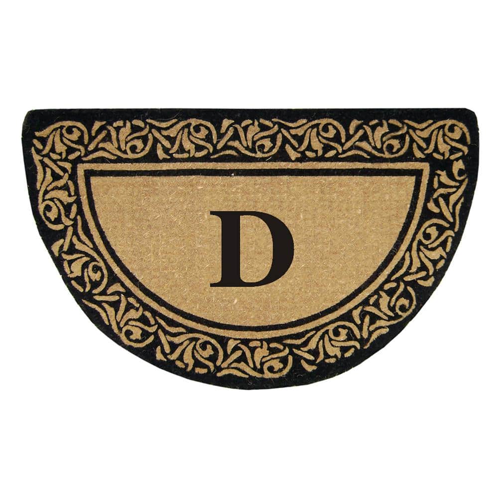 Heavy Duty Bella Brown 22 in. x 36 in. No Backing Coir Monogrammed D Indoor Outdoor Door Mat