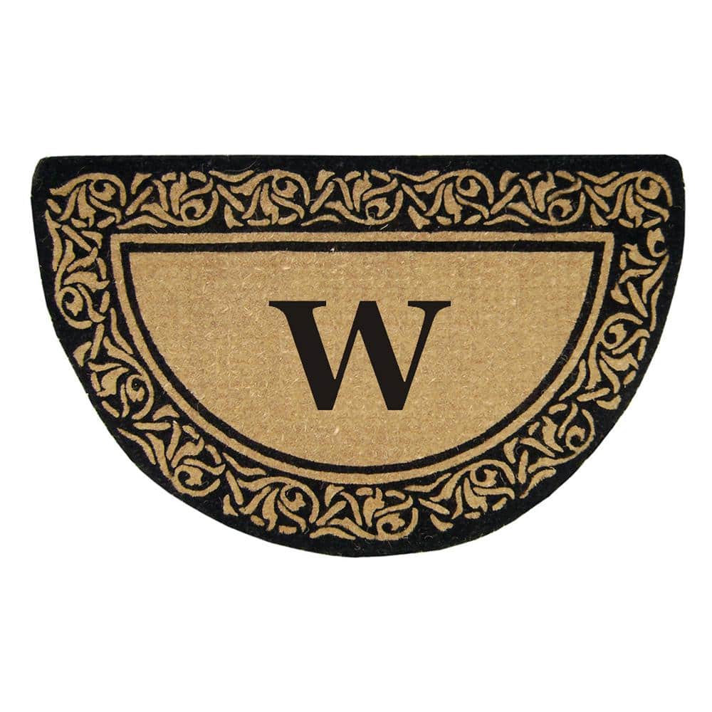 Heavy Duty Bella Brown 22 in. x 36 in. No Backing Coir Monogrammed W Indoor Outdoor Door Mat