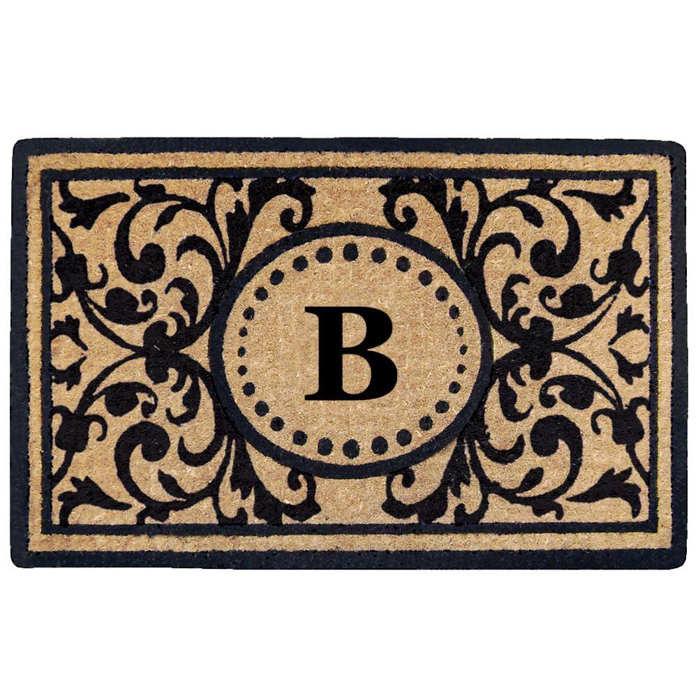 Heavy Duty Black 18 in. x 30 in. Coir Heritage Monogrammed B Indoor Outdoor Door Mat