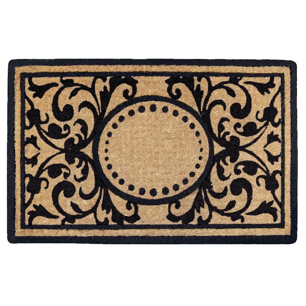 Heavy Duty Black 18 in. x 30 in. Coir Heritage Single Picture Frame Indoor Outdoor Door Mat