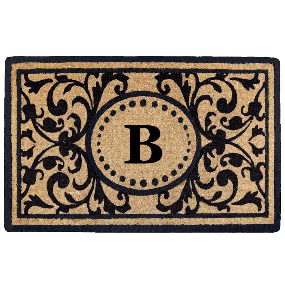 Heavy Duty Black 22 in. x 36 in. Coir Heritage Monogrammed B Indoor Outdoor Door Mat