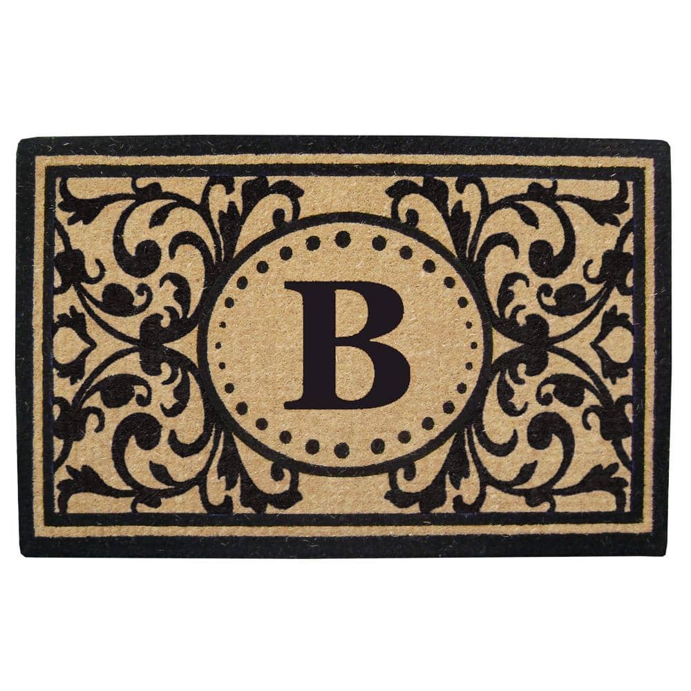 Heavy Duty Black 30 in. x 48 in. Coir Heritage Monogrammed B Indoor Outdoor Door Mat