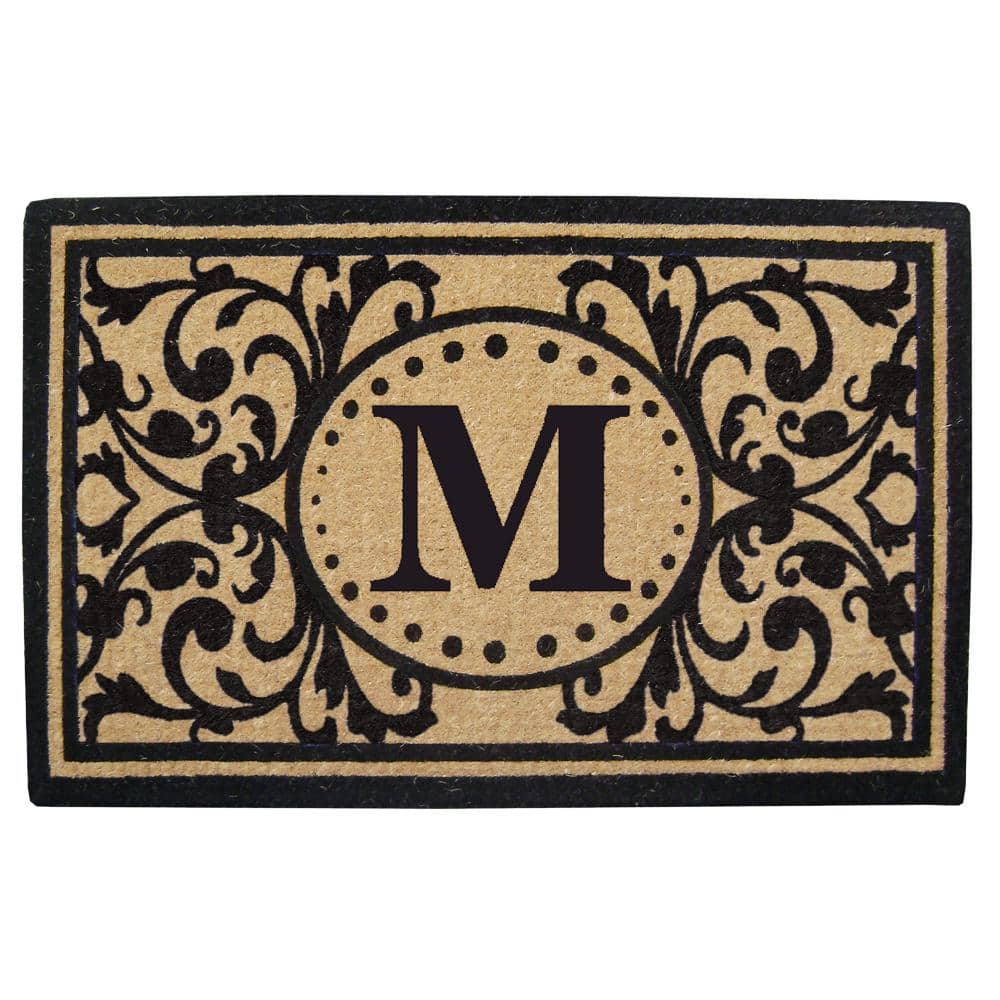 Heavy Duty Black 30 in. x 48 in. Coir Heritage Monogrammed M Indoor Outdoor Door Mat