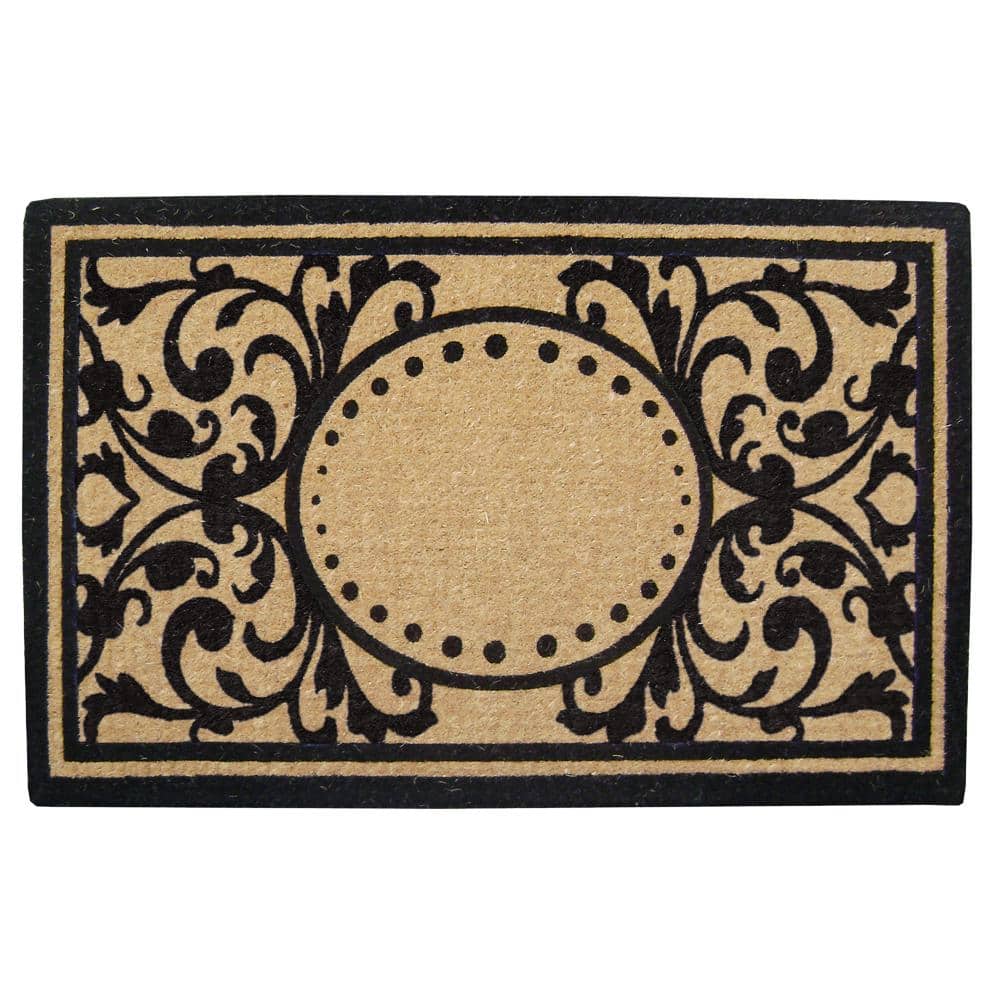 Heavy Duty Black 30 in. x 48 in. Coir Heritage Single Picture Frame Indoor Outdoor Door Mat