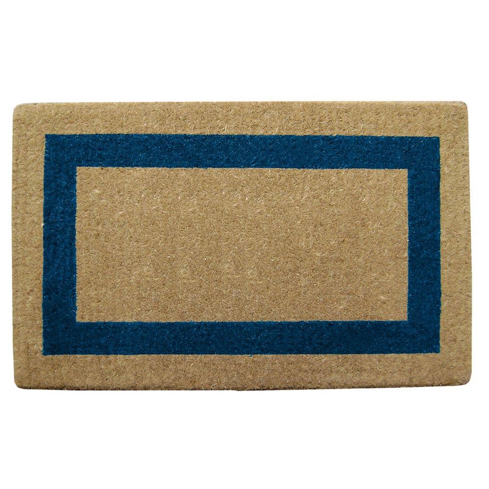 Heavy Duty Blue 22 in. x 36 in. Coir Plain Single Picture Frame Indoor Outdoor Door Mat