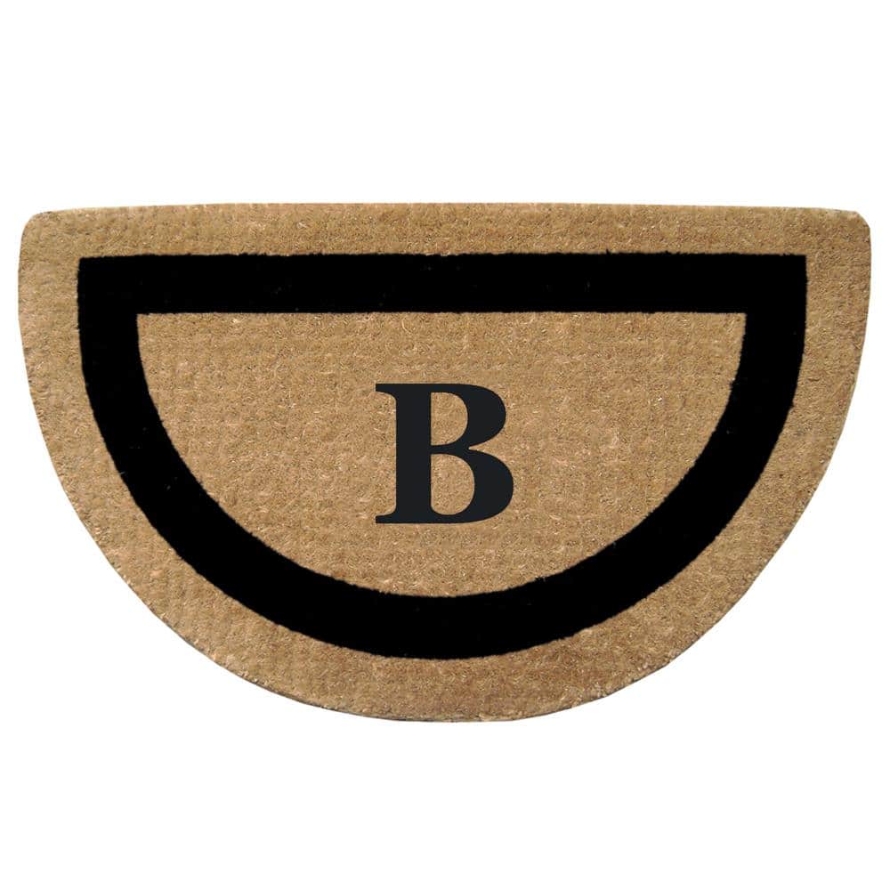 Heavy Duty Brown 22 in. x 36 in. Coco Single Picture Frame Monogrammed B Indoor Outdoor Door Mat