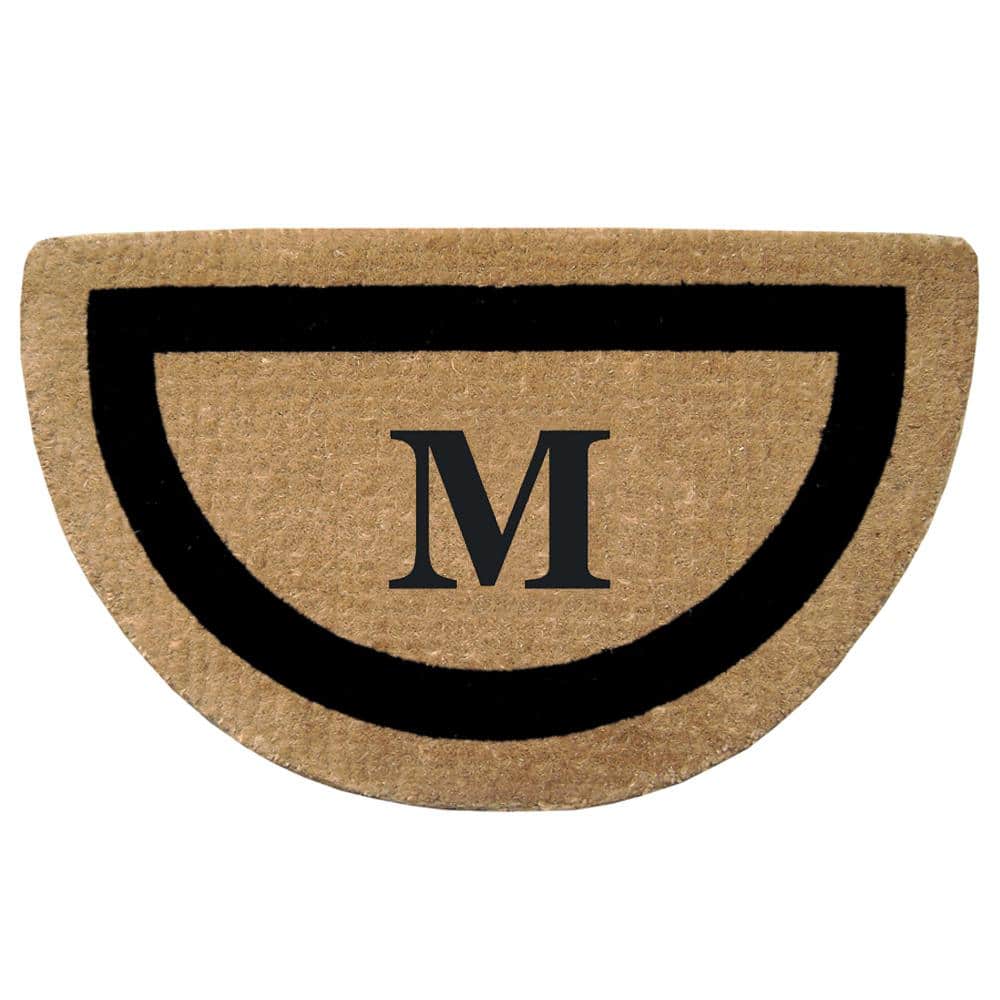 Heavy Duty Brown 22 in. x 36 in. Coco Single Picture Frame Monogrammed M Indoor Outdoor Door Mat