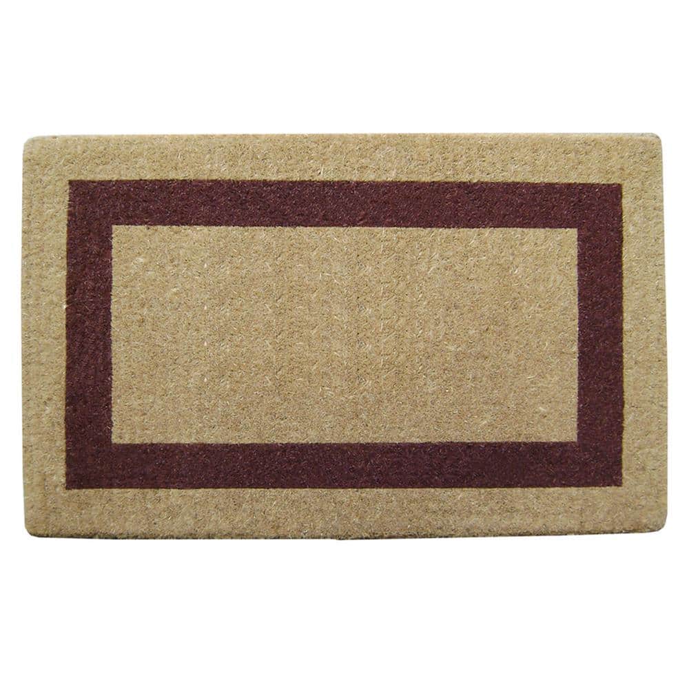 Heavy Duty Brown 22 in. x 36 in. Coir Plain Single Picture Frame Indoor Outdoor Door Mat