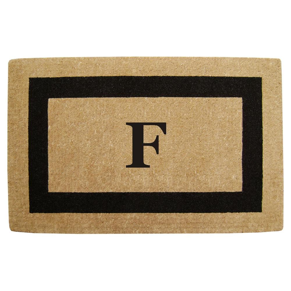Heavy Duty Brown 22 in. x 36 in. Coir Single Picture Frame Monogrammed F Indoor Outdoor Door Mat