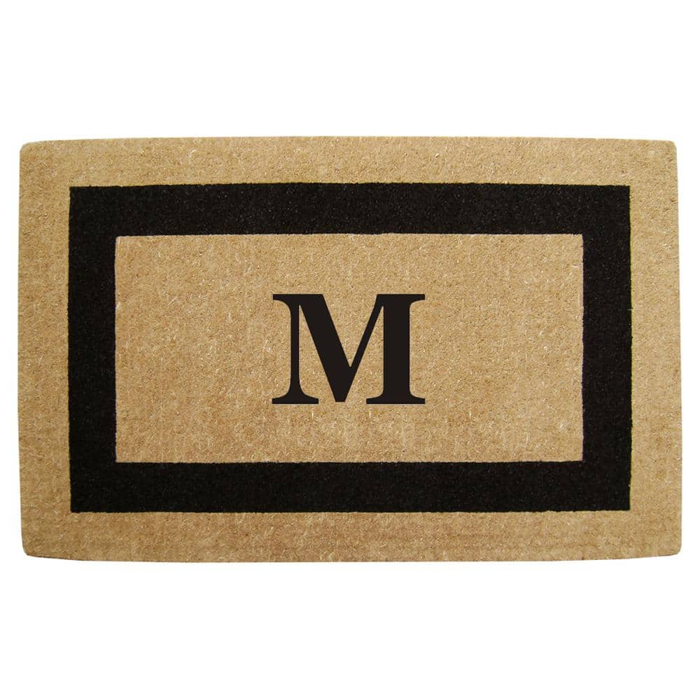 Heavy Duty Brown 22 in. x 36 in. Coir Single Picture Frame Monogrammed M Indoor Outdoor Door Mat