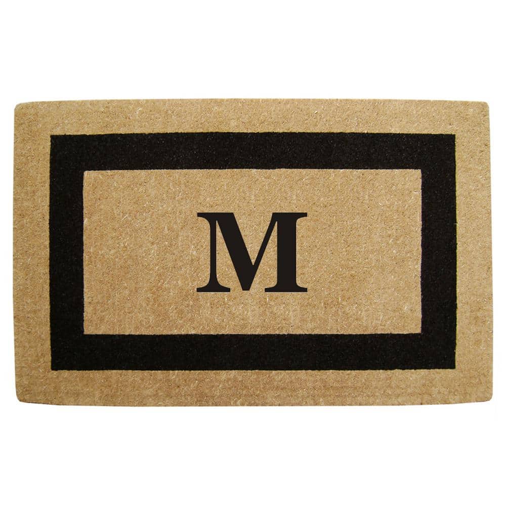 Heavy Duty Brown 30 in. x 48 in. Coir Single Picture Frame Monogrammed M Indoor Outdoor Door Mat