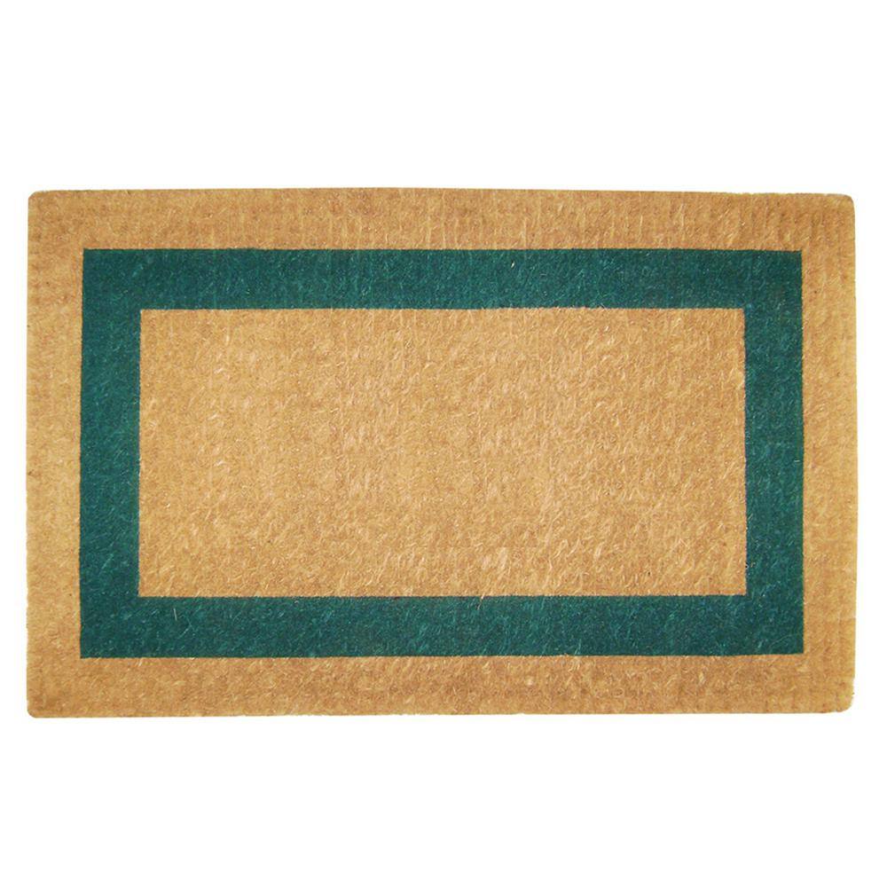 Heavy Duty Green 22 in. x 36 in. Coir Plain Single Picture Frame Indoor Outdoor Door Mat