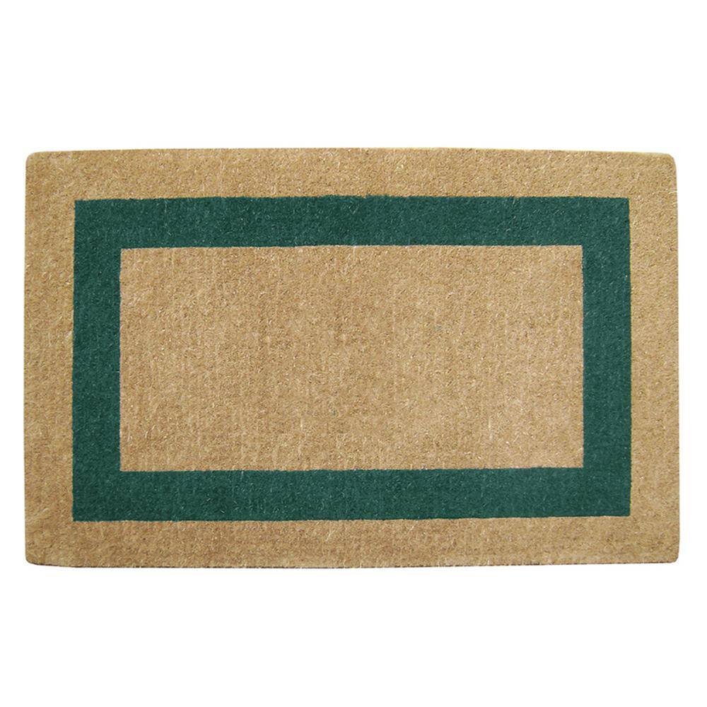 Heavy Duty Green 30 in. x 48 in. Coir Plain Single Picture Frame Indoor Outdoor Door Mat