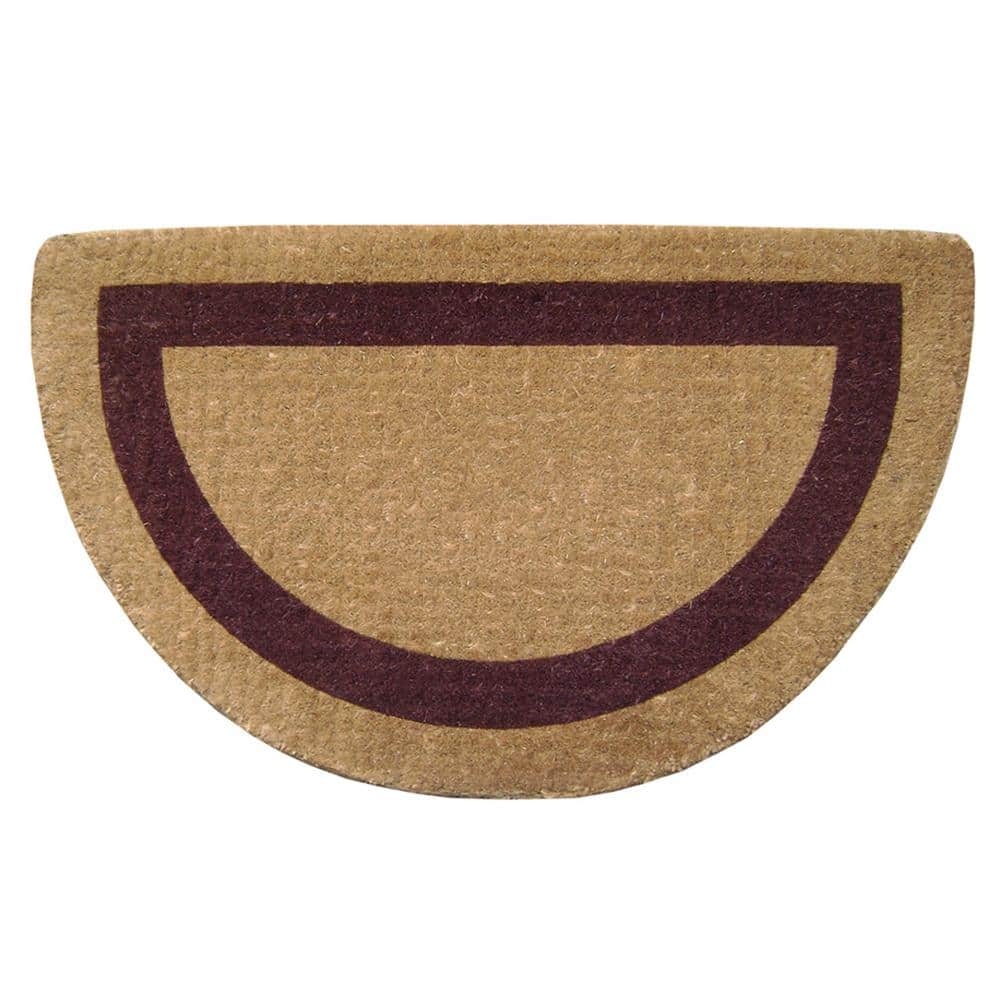Heavy Duty Half Round Brown 22 in. x 36 in. Coir Plain Single Picture Frame Indoor Outdoor Door Mat