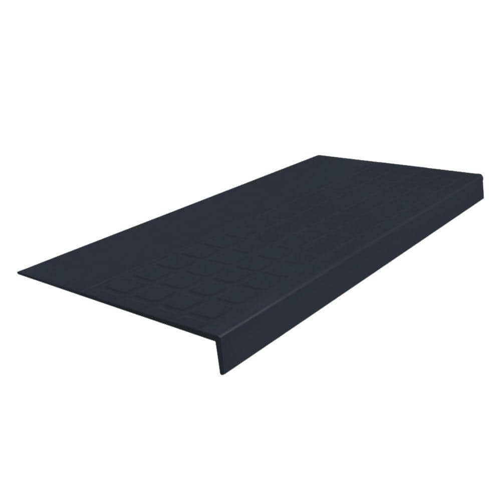 Heavy Duty Raised Design Square Profile Black 12-5/16 in. x 48 in. Rubber Square Nose Stair Tread