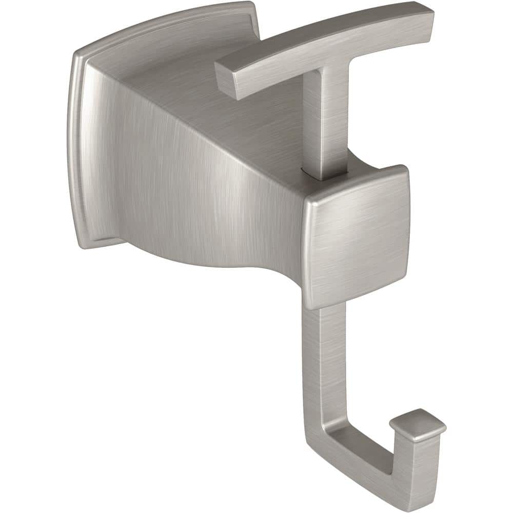 Hensley Double Robe Hook with Press and Mark in Brushed Nickel