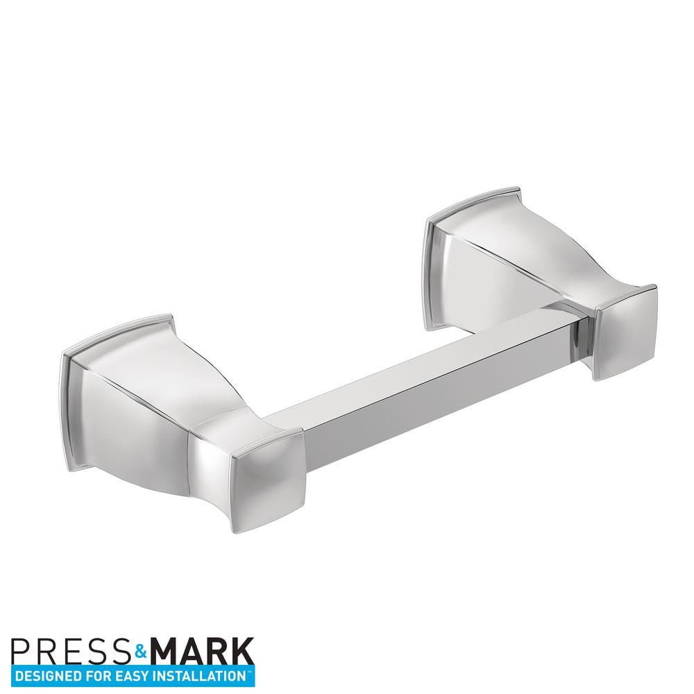 Hensley Pivoting Double Post Toilet Paper Holder with Press and Mark in Chrome