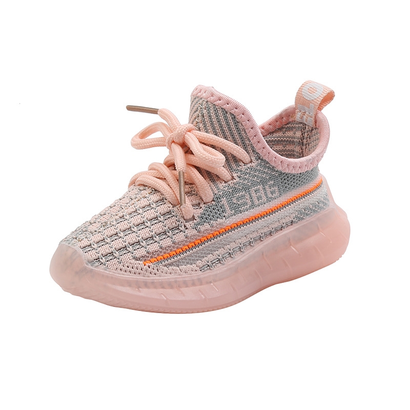 Inner Length 13.5-18CM 1-6 Years Children Fashion Toddler Girls Boys Breathable and antiskid Sneakers baby Mesh LED lamp shoes
