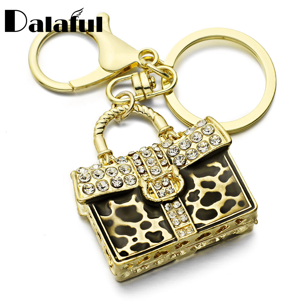 Key Rings Fashion Leopard HandBag Chains Holder Chaveiro Innovative Crystal Bag Pendant For Car Keyrings KeyChains K260
