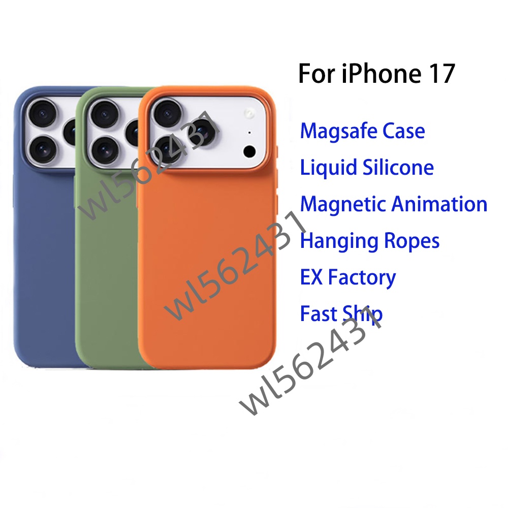 Liquid Silicone Offical Magsafe Phone Case For iPhone 17 17Air 17Pro 17ProMax Camera Button Hollow All Inclusive Phone Protective Back Cover With Bo