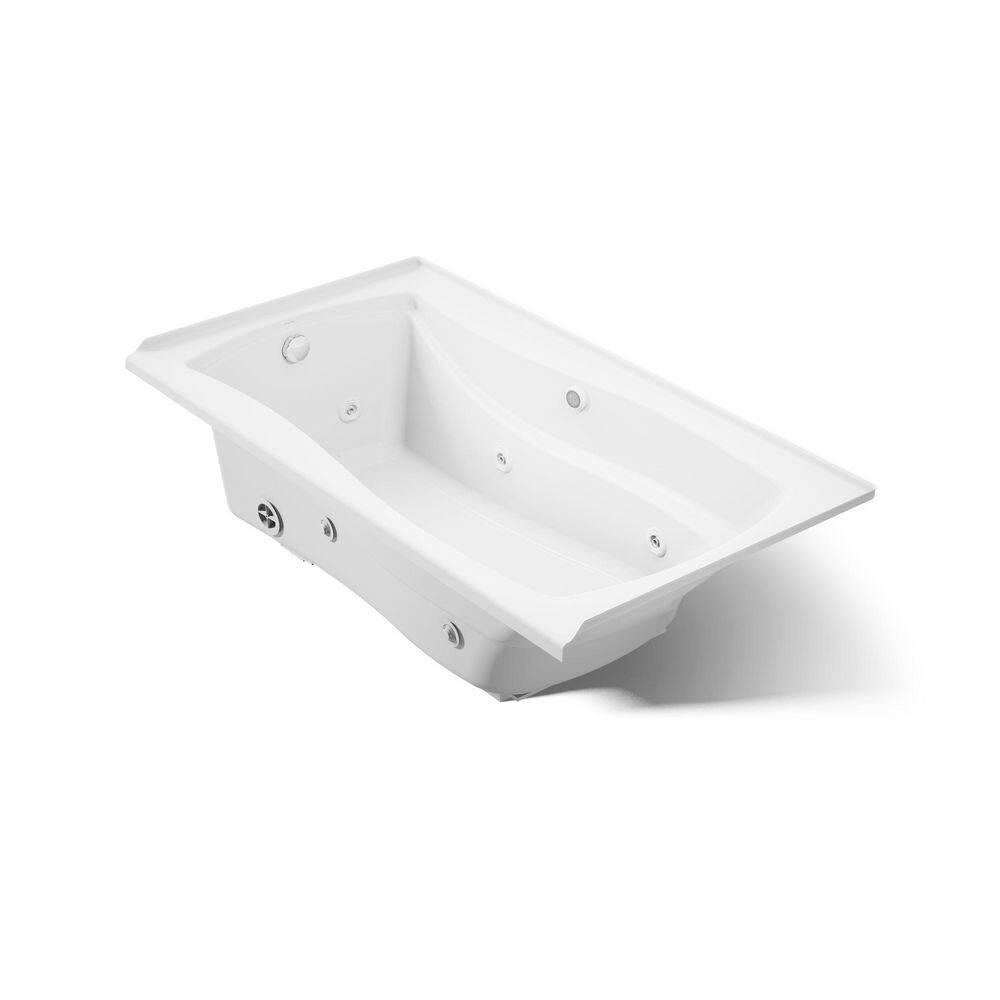 Mariposa 5.5 ft. Acrylic Hourglass Rectangular Drop-in Whirlpool Bathtub in White