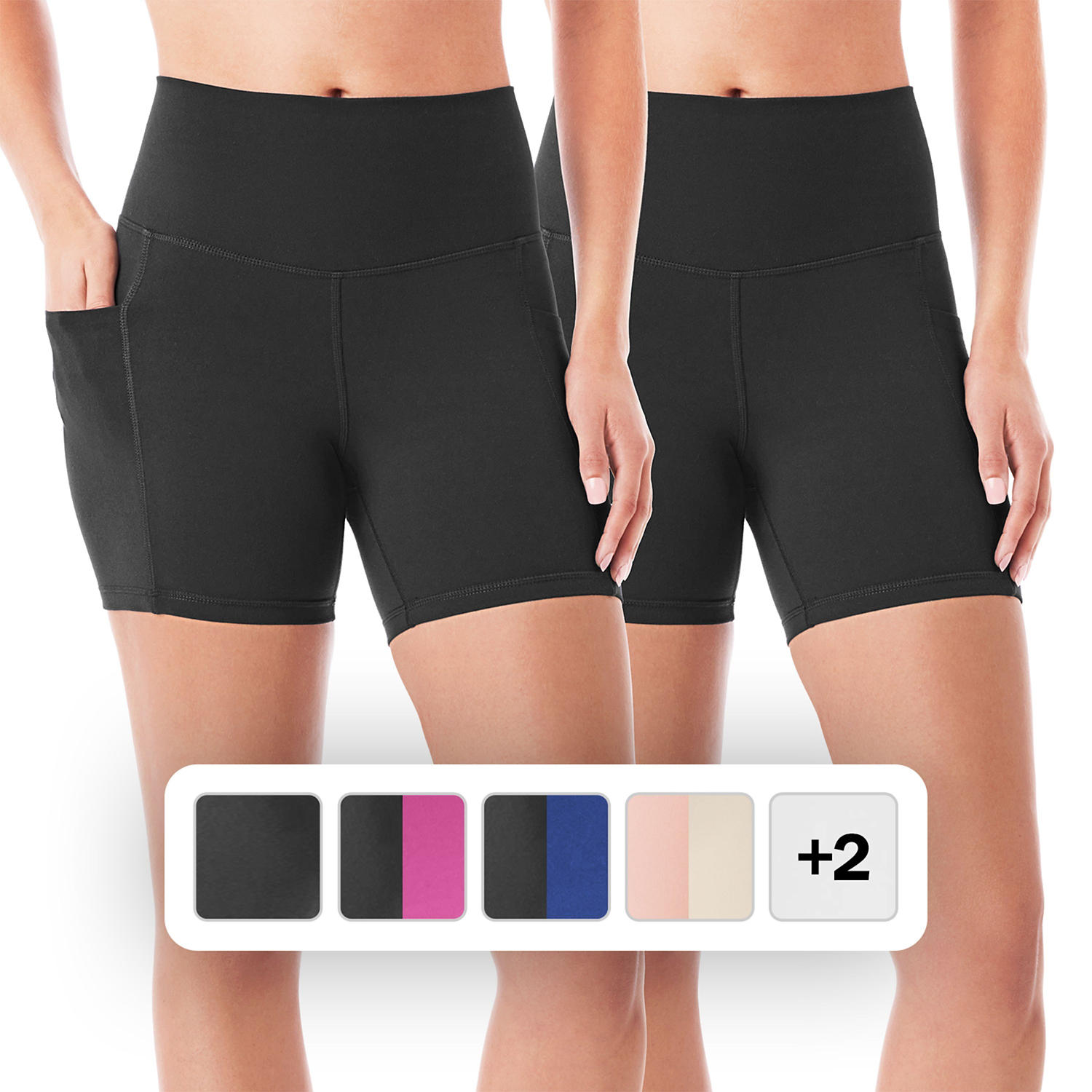 Member's Mark Women's 2-Pack Bike Shorts Black/BlackXS:- XS, Black/Black